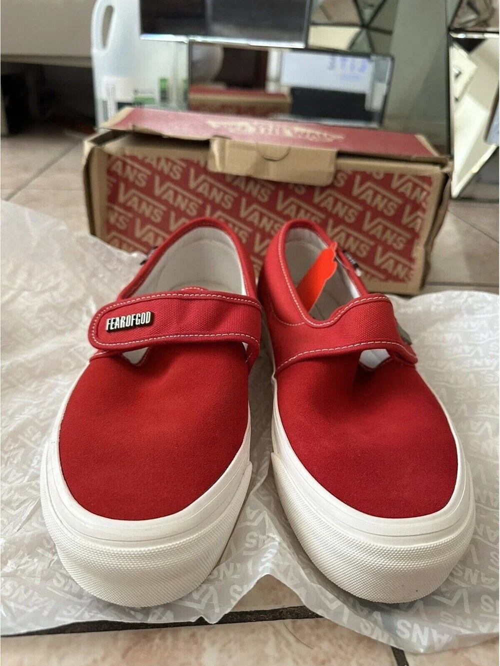 Vans Fear of God x Slip-On 47 DX 'Collection 2 Red' VN0A3J9FPQT Size 7 Men New